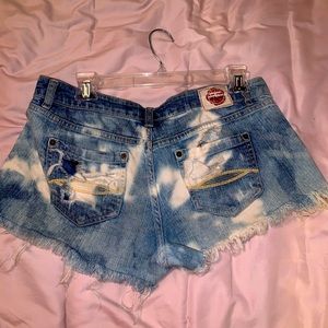 Handmade distressed denim shorts